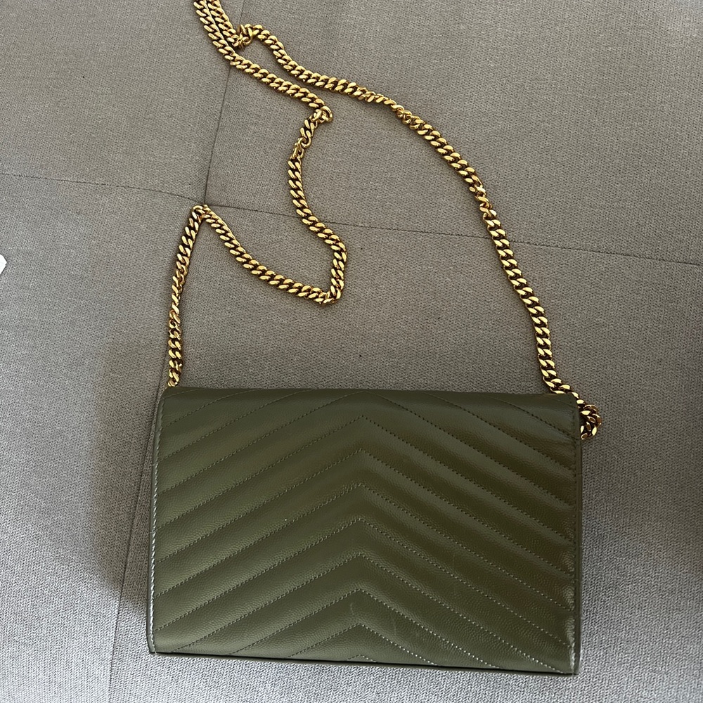 Yves Saint Laurent Olive Green Quilted Leather Chain Bag - Picture 2 of 2